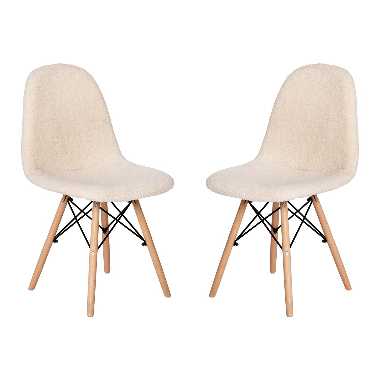 Merrick Lane Set of 2 Lyon Faux Shearling Accent Chairs, Modern Accent Chair For Bedroom, Entryway, and Living Room